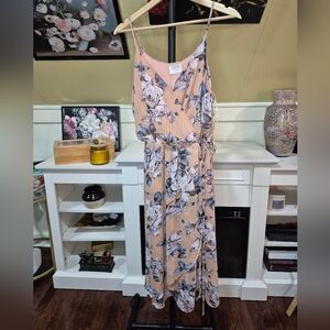 Sienna Sky Floral Maxi Dress in Peach and Blue